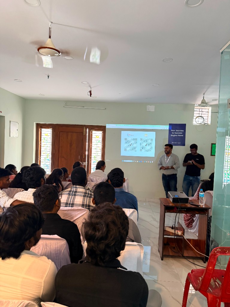 Career orientation session with QR code presentation for interns